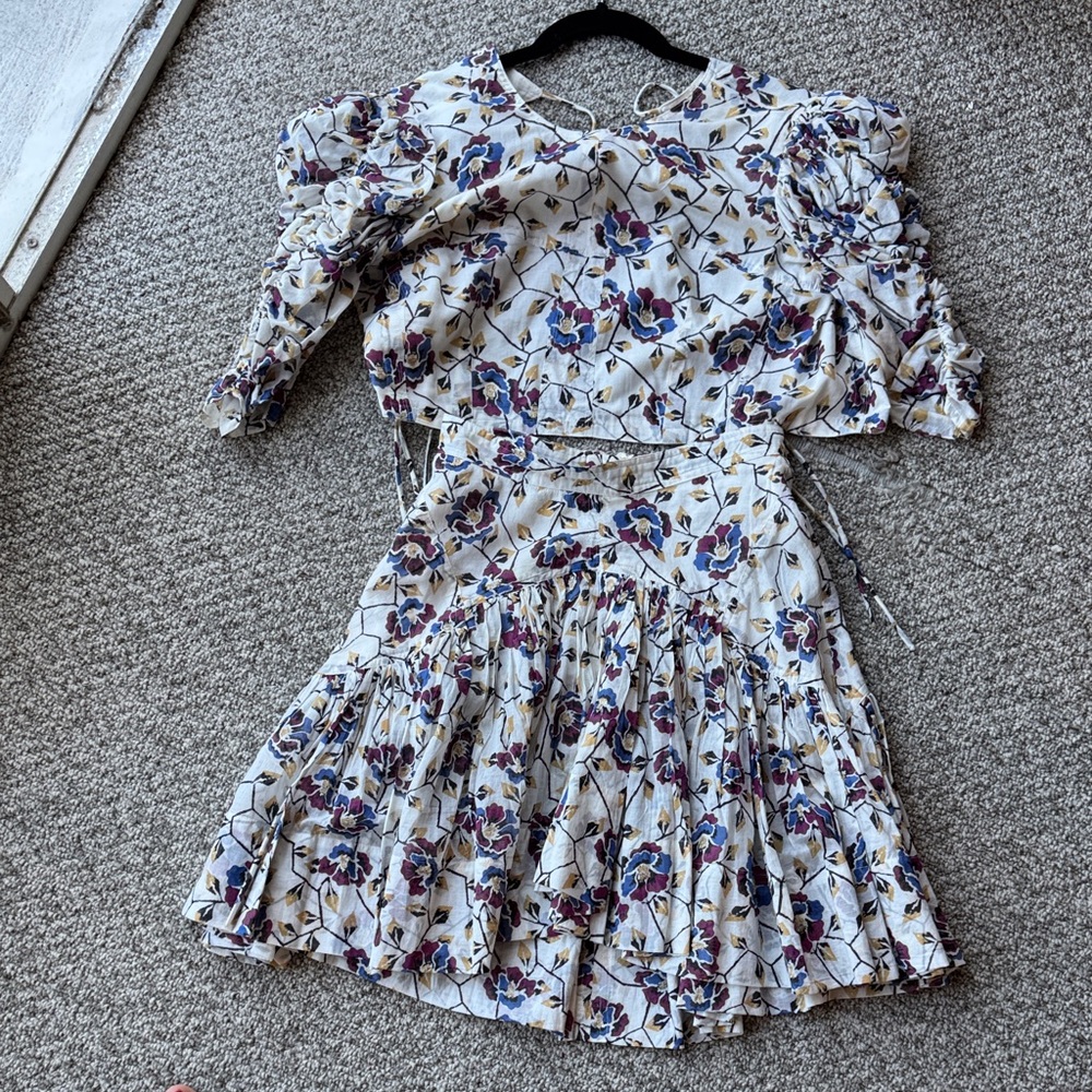 Floral Print Women's Skirt and top set